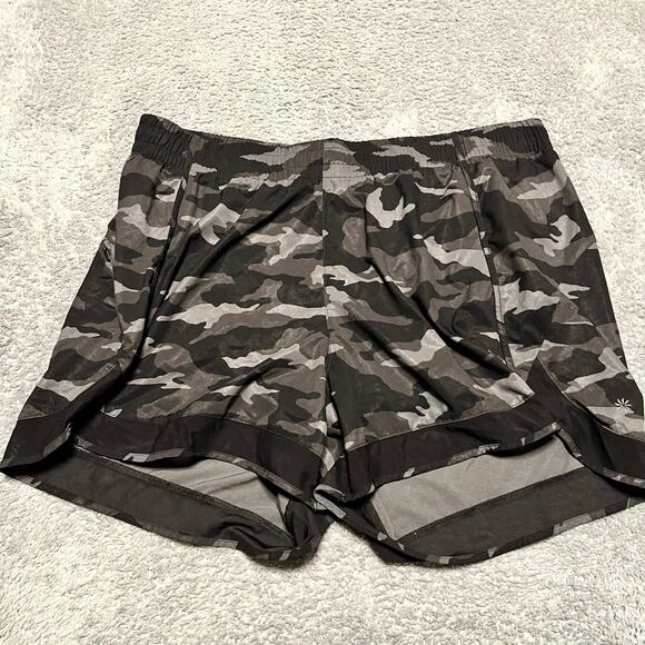 Athleta Pants - Athleta Short Womens 1X Plus  Printed Mesh Racer Run Short 4" Black Camo Lined